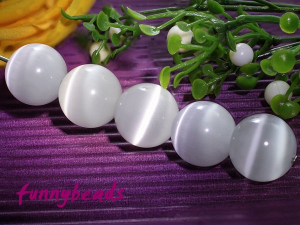 20 Cateyeperlen weiß 8 mm