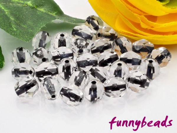 50 Glasschliffperlen black lined crystal 6 mm