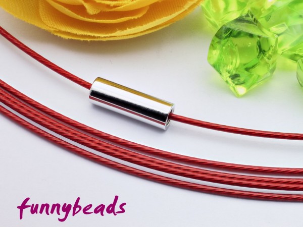 1 Halsreifen Edelstahl dunkelrot 1 mm mit glattem Drehverschluss